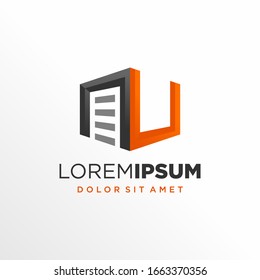 Initial Letter V Garage Door Logo Design