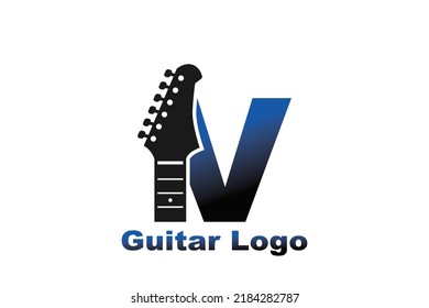 Initial Letter V Guitar  Logo