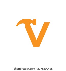 Initial Letter V Hammer Logo Design Inspiration