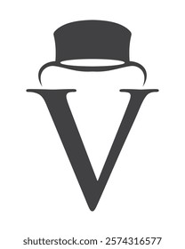 Initial Letter V Hat Logo Concept For Magic Hat Symbol Vector