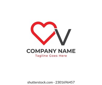 initial Letter V Heart Logo Concept icon sign symbol Element Design. Love, Health Care, Medical, Dating App, Valentine's Day Logotype. Vector illustration template