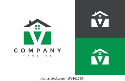 initial letter V home logo