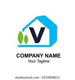 Initial Letter v with House Icon for Home Decor, Interior Design, Architecture, Contractor Building Vector Logo Idea Concept
