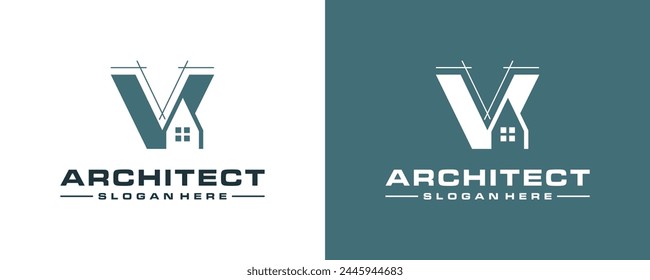 Letra inicial V diseño del logotipo de la casa. Logotipo minimalista para el hogar y bienes raíces.