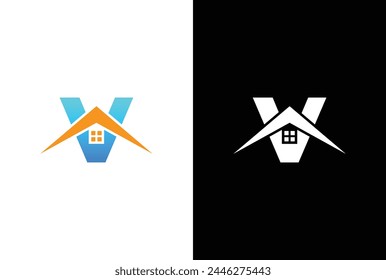 Initial letter V with house logo icon design vector. letter V with house logo design template inspiration.