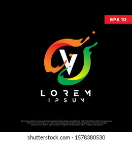 initial letter v inside liquid splash logo. modern icon, template design