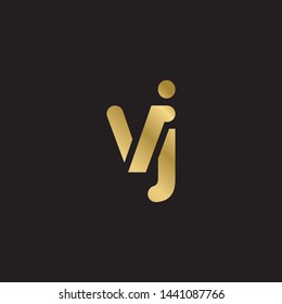 Initial letter v j linked lowercase logo design template elements. Gold letter Isolated on black  background. Suitable for business, consulting group company.