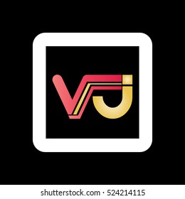 Initial Letter V J Linked Design Logo red gold