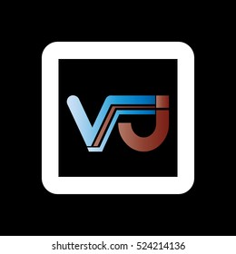 Initial Letter V J Linked Design Logo blue red