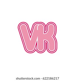 initial letter v and k. vk monogram outline logo