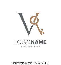 Letra inicial V Key Logo Diseño Icono del vector Ilustración gráfica Emblema