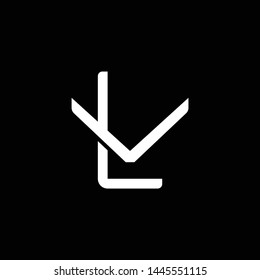 Initial letter V and L, VL, LV, overlapping interlock monogram logo, white color on black background