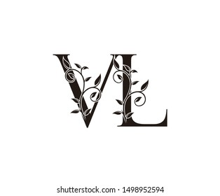 Initial letter V and L, VL, vintage Logo Icon, classy black letter monogram logo icon suitable for boutique,restaurant, wedding service, hotel or business identity.