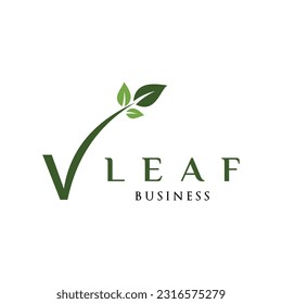 Initial Letter V Leaf Icon Logo Design Template