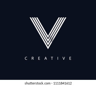 Initial Letter V Line Design Vector Template