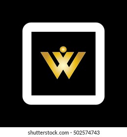initial letter V linked design logo gold