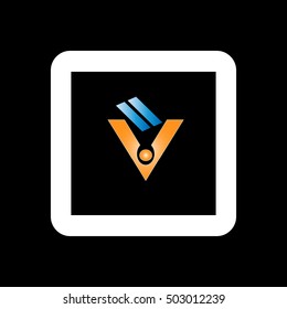 initial letter V linked design logo yellow blue