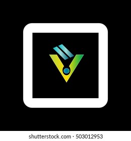 initial letter V linked design logo yellow