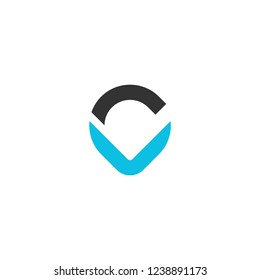 Initial Letter V for Location Logo Template Design