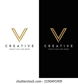 Initial letter V logo with artistic monogram. Modern, luxurious and elegant logo. Isolated background.