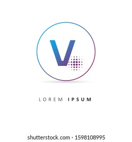 Initial Letter V Logo with Circle Element. Design vector illustration template