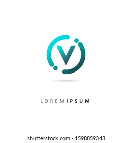Initial Letter V Logo with Circle Element. Design vector illustration circle logo template
