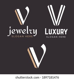 Logo de la carta inicial V. Logo limpio y simple. logotipo vectorial de línea V