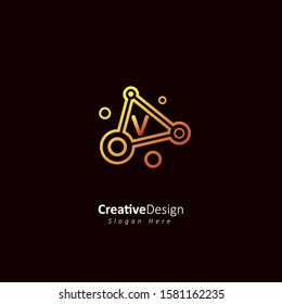 Initial letter v logo with connected circle symbol, design vector template element