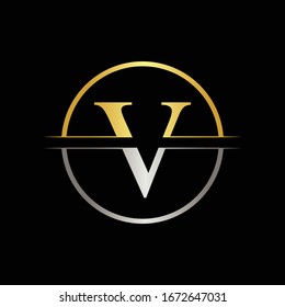 Vorlage für die Vektorillustration des Logo-Designs im Anfangsbuchstaben V. Vektorillustration für kreatives abstraktes Letter V-Logo