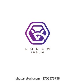 Elementos de plantilla de diseño de logotipo V carta inicial