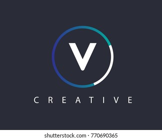 Initial Letter V logo Design Template With Circle Colored