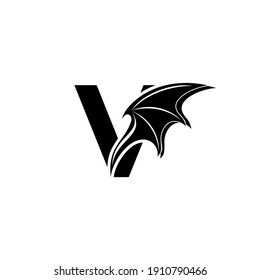 Initial letter V logo and Dragon wings symbol. Wings design element,  initial Letter V logo Icon, Initial Logo Template