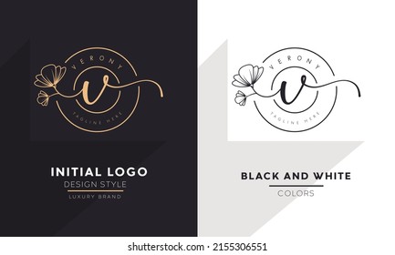 initial letter v logo, flower handwriting logo design, vector logo for women beauty, salon, massage, cosmetic or spa brand.