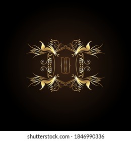 Initial Letter V Logo Gold Frame Luxury Badge Decorative Ornate Ornament  Vector Design for wedding, boutique and luxuries business