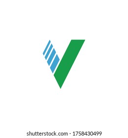 initial letter V logo, line art style design template