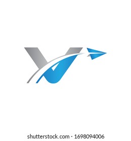 initial letter v logo Origami paper plane
