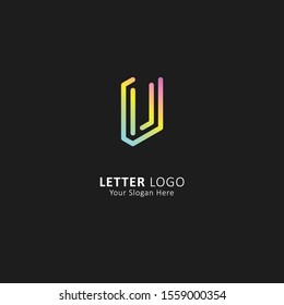 initial letter v logo with rainbow gradient colors style
