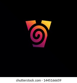 Initial Letter V Logo with Spiral Element