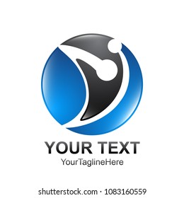 Initial letter V logo template colored blue black circle design for business and company identity