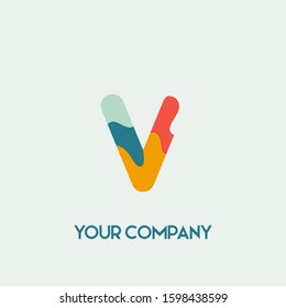 Initial letter V logo vector design template. Initial V minimalist logo template vector Paper cut style.