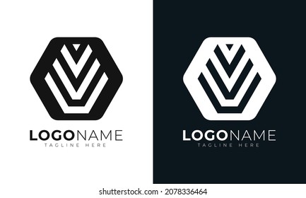 Initial letter v logo vector design template. With Hexagonal shape. Polygonal style.