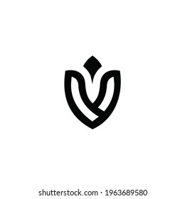 initial letter V lotus logo or icon monogram. EPS 10