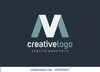 Initial Letter V and M Logo Ribbon Paper Flat Vector Logo Design