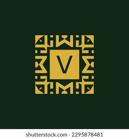 Initial letter V modern star tech pattern logo