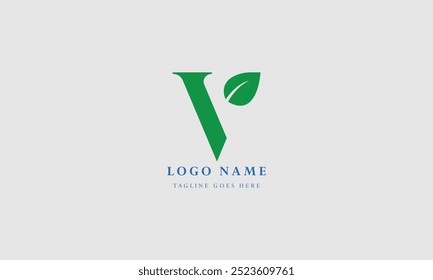 initial letter v monogram logo with leaf