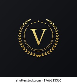 initial letter V moonlight icon design logo template