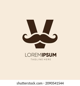 Initialbuchstabe V Mustache Logo Design Vektorsymbol Grafik-Emblem-Illustration