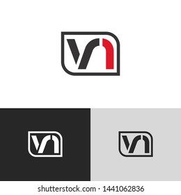 Initial Letter v n linked lowercase logo design template elements. Red letter Isolated on black white grey background. Suitable for business, consulting group company.