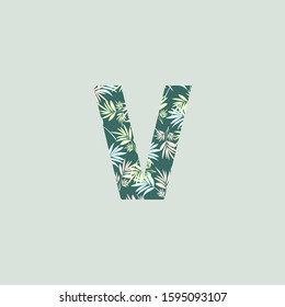 Initial Letter  V Nature Floral Leaves logo icon soft color.
