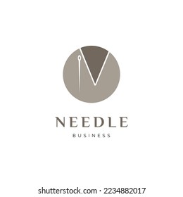 Initial Letter V Needle Icon Logo Design Template